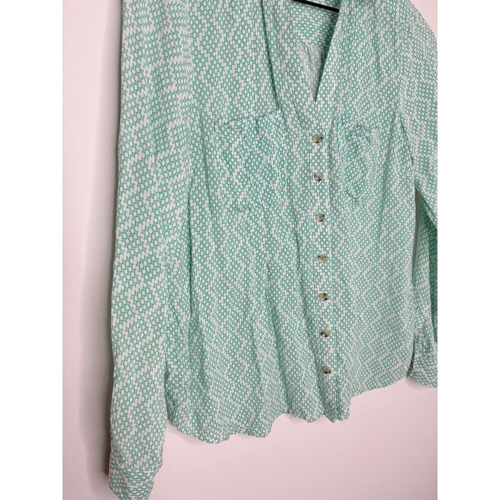 Maeve Mint Green Geo-Print Button-Down Shirt - Picture 6 of 11